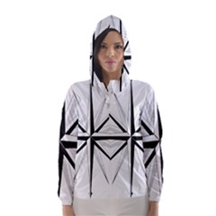 Compase Star Rose Black White Hooded Wind Breaker (women) by Mariart