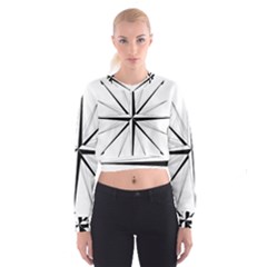 Compase Star Rose Black White Cropped Sweatshirt by Mariart