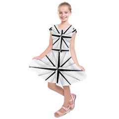Compase Star Rose Black White Kids  Short Sleeve Dress