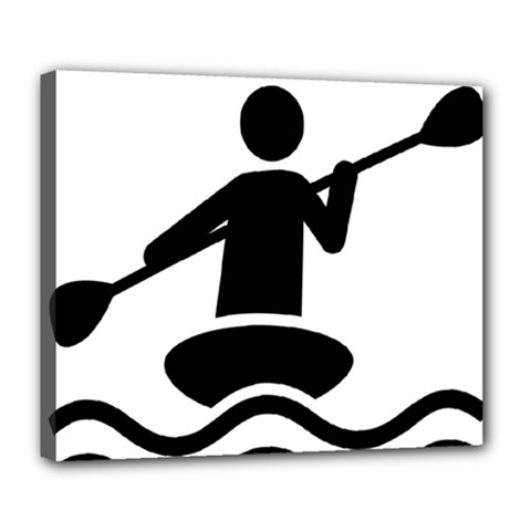 Cropped Kayak Graphic Race Paddle Black Water Sea Wave Beach Deluxe Canvas 24  X 20   by Mariart