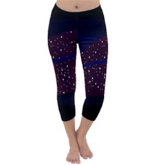 Contigender Flags Star Polka Space Blue Sky Black Brown Capri Winter Leggings  by Mariart