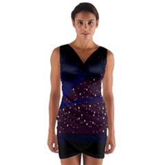 Contigender Flags Star Polka Space Blue Sky Black Brown Wrap Front Bodycon Dress