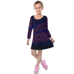 Contigender Flags Star Polka Space Blue Sky Black Brown Kids  Long Sleeve Velvet Dress