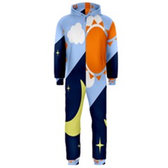 Day Night Moon Stars Cloud Stars Hooded Jumpsuit (men)  by Mariart