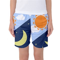 Day Night Moon Stars Cloud Stars Women s Basketball Shorts by Mariart