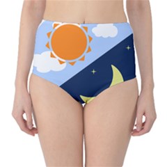 Day Night Moon Stars Cloud Stars High-waist Bikini Bottoms by Mariart