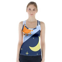 Day Night Moon Stars Cloud Stars Racer Back Sports Top by Mariart