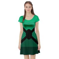 Fascigender Flags Line Green Black Hole Polka Short Sleeve Skater Dress