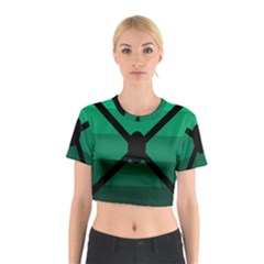 Fascigender Flags Line Green Black Hole Polka Cotton Crop Top