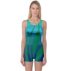 Gender Sea Flags Leaf One Piece Boyleg Swimsuit