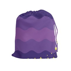 Glimragender Flags Wave Waves Chevron Purple Blue Star Yellow Space Drawstring Pouches (extra Large)