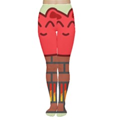 Happy Cat Fire Animals Cute Red Women s Tights by Mariart