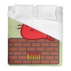 Happy Cat Fire Animals Cute Red Duvet Cover (full/ Double Size)