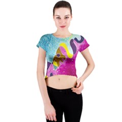 Fabric Rainbow Crew Neck Crop Top by Mariart