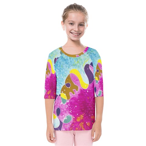 Fabric Rainbow Kids  Quarter Sleeve Raglan Tee by Mariart