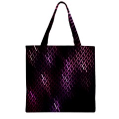 Light Lines Purple Black Zipper Grocery Tote Bag