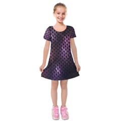 Light Lines Purple Black Kids  Short Sleeve Velvet Dress