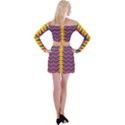 Lllustration Geometric Red Blue Yellow Chevron Wave Line Off Shoulder Top with Skirt Set View2