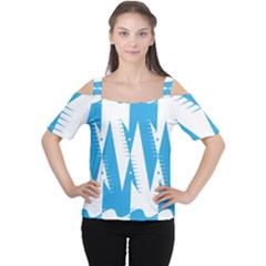 Make Tessellation Bird Tessellation Blue White Women s Cutout Shoulder Tee