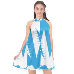 Make Tessellation Bird Tessellation Blue White Halter Neckline Chiffon Dress  by Mariart