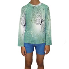 Glass Splashback Abstract Pattern Butterfly Kids  Long Sleeve Swimwear