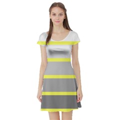 Molly Gender Line Flag Yellow Grey Short Sleeve Skater Dress by Mariart