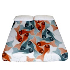 Make Tessellation Fish Tessellation Blue White Fitted Sheet (california King Size) by Mariart