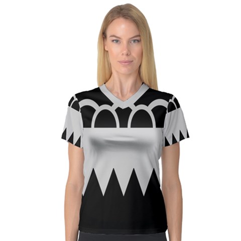 Noir Gender Flags Wave Waves Chevron Circle Black Grey Women s V-neck Sport Mesh Tee by Mariart