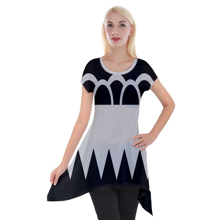 Noir Gender Flags Wave Waves Chevron Circle Black Grey Short Sleeve Side Drop Tunic