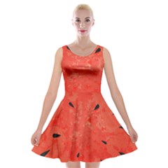 Summer Watermelon Design Velvet Skater Dress by TastefulDesigns