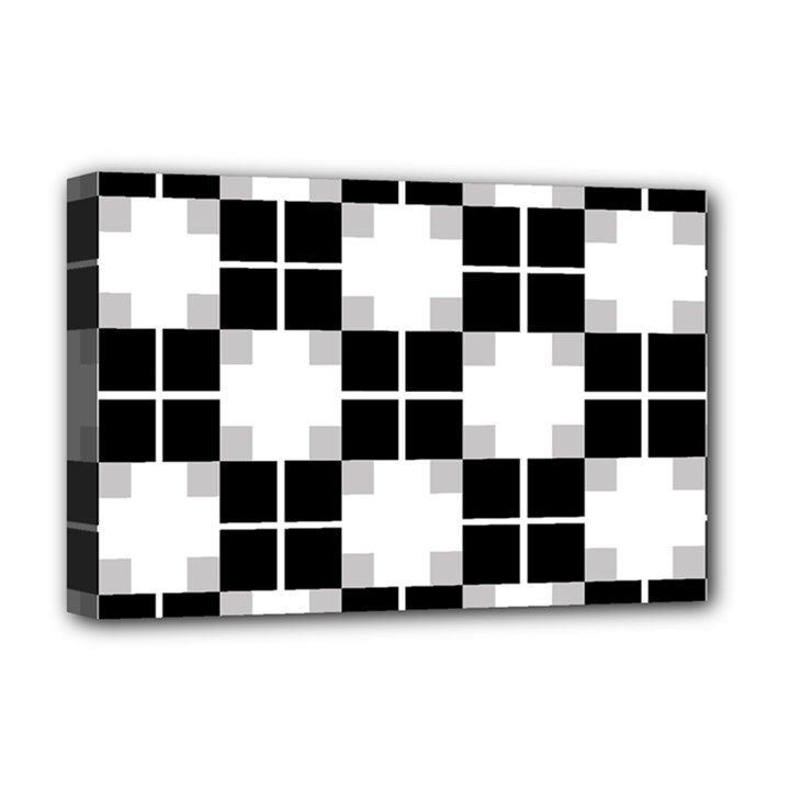 Plaid Black White Deluxe Canvas 18  x 12  