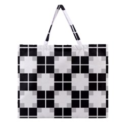 Plaid Black White Zipper Large Tote Bag by Mariart