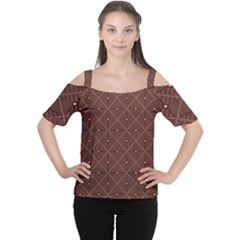 Coloured Line Squares Brown Plaid Chevron Women s Cutout Shoulder Tee