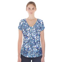 Modern Nouveau Pattern Short Sleeve Front Detail Top by dflcprintsclothing