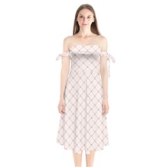 Plaid Star Flower Iron Shoulder Tie Bardot Midi Dress by Mariart