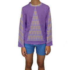 Pyramid Triangle  Purple Kids  Long Sleeve Swimwear