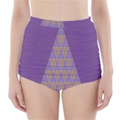 Pyramid Triangle  Purple High-waisted Bikini Bottoms by Mariart