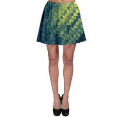 Polygon Dark Triangle Green Blacj Yellow Skater Skirt by Mariart