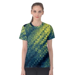 Polygon Dark Triangle Green Blacj Yellow Women s Cotton Tee