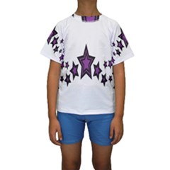 Star Purple Space Kids  Short Sleeve Swimwear