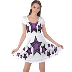 Star Purple Space Cap Sleeve Dresses