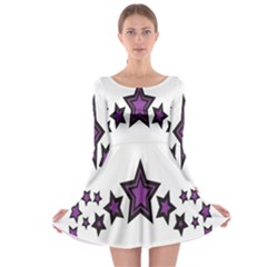 Star Purple Space Long Sleeve Skater Dress