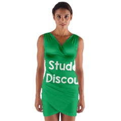 Student Discound Sale Green Wrap Front Bodycon Dress
