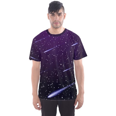 Starry Night Sky Meteor Stock Vectors Clipart Illustrations Men s Sport Mesh Tee by Mariart