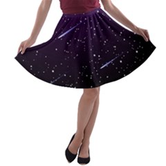 Starry Night Sky Meteor Stock Vectors Clipart Illustrations A-line Skater Skirt