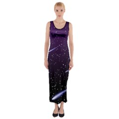 Starry Night Sky Meteor Stock Vectors Clipart Illustrations Fitted Maxi Dress