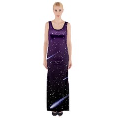 Starry Night Sky Meteor Stock Vectors Clipart Illustrations Maxi Thigh Split Dress