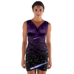 Starry Night Sky Meteor Stock Vectors Clipart Illustrations Wrap Front Bodycon Dress