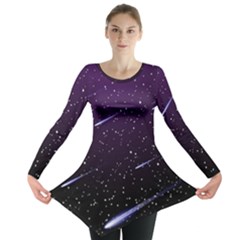 Starry Night Sky Meteor Stock Vectors Clipart Illustrations Long Sleeve Tunic 