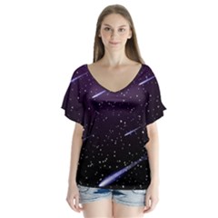 Starry Night Sky Meteor Stock Vectors Clipart Illustrations Flutter Sleeve Top